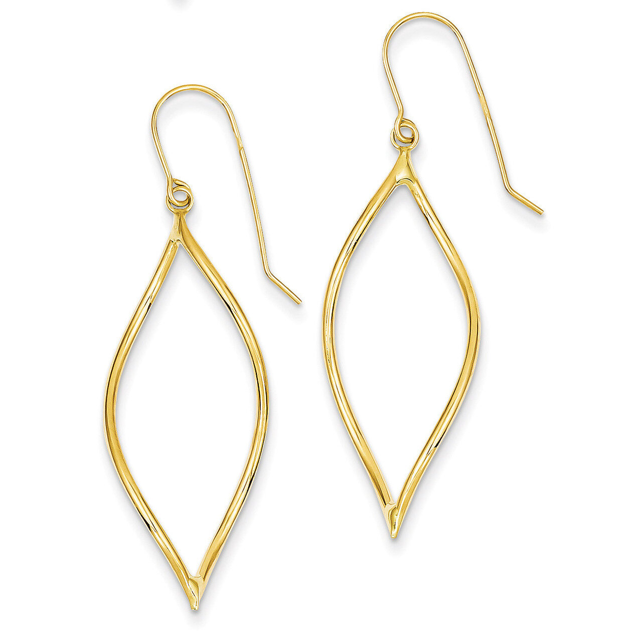 Twisted Oblong Dangle Earrings 14k Gold Polished TL836, MPN: TL836, 883957026794
