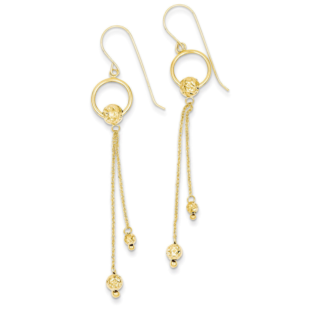 Diamond Cut Dangle Shepherd Hook Earrings 14k Gold TL861, MPN: TL861, 883957517384