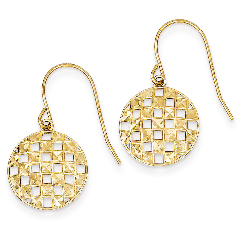 Circle Diamond-cut Shepherd Hook Earrings 14k Gold TL886, MPN: TL886, 883957026909