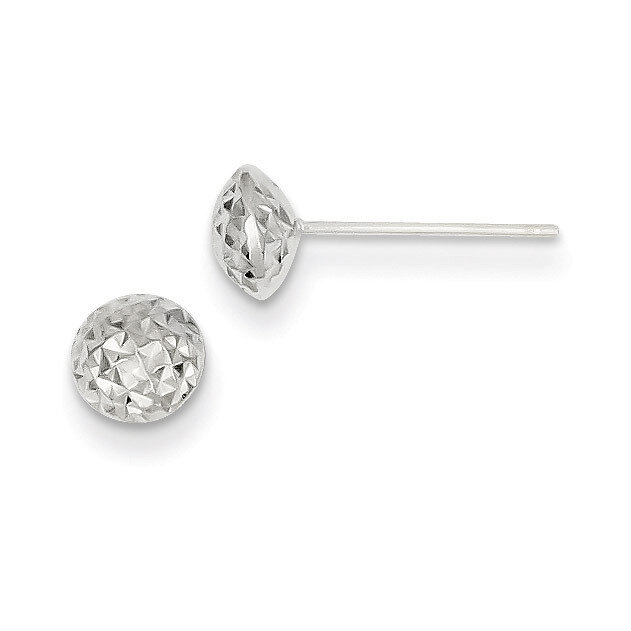 6mm Circle Puff Post Earrings 14k White Gold TL914