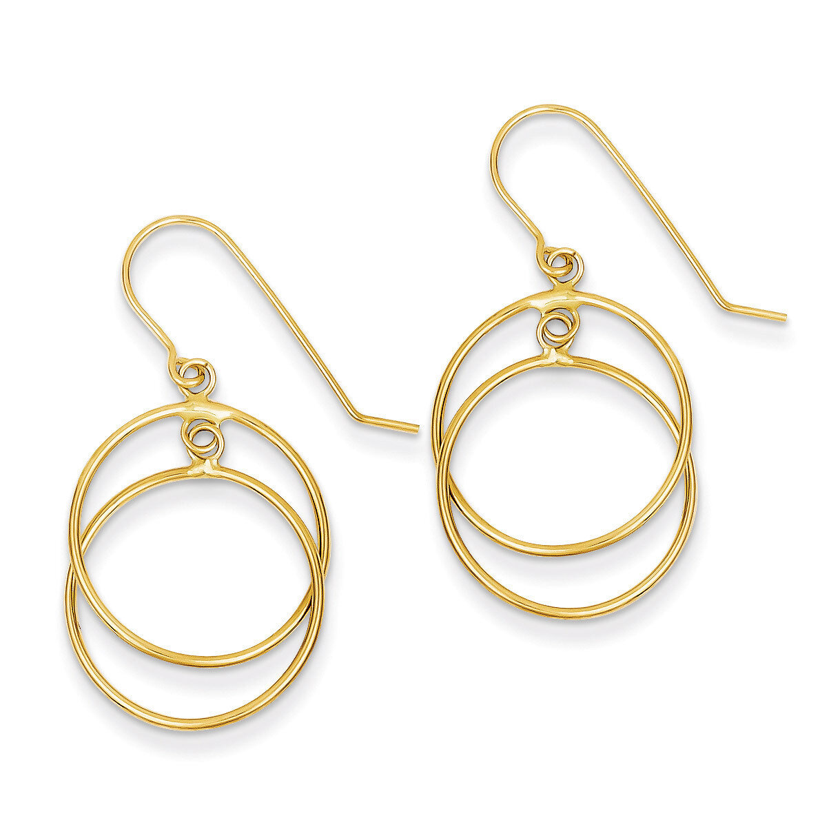 Circles Dangle Earrings 14k Gold Polished TL950
