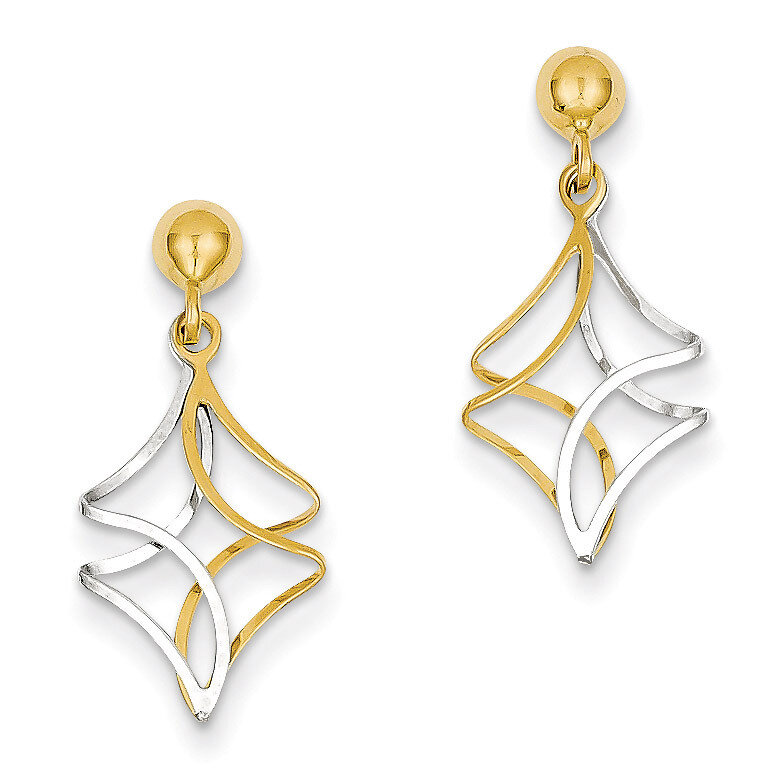 Post Dangle Earrings 14k Two-Tone Gold TL971, MPN: TL971, 869944808406