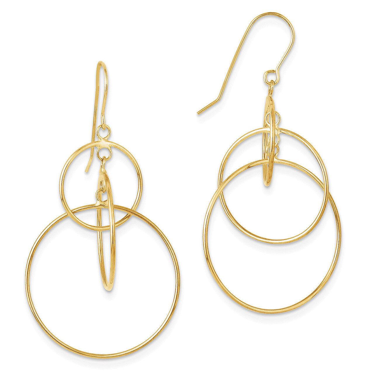 Circles Dangle Earrings 14k Gold Polished TL997, MPN: TL997, 883957018065