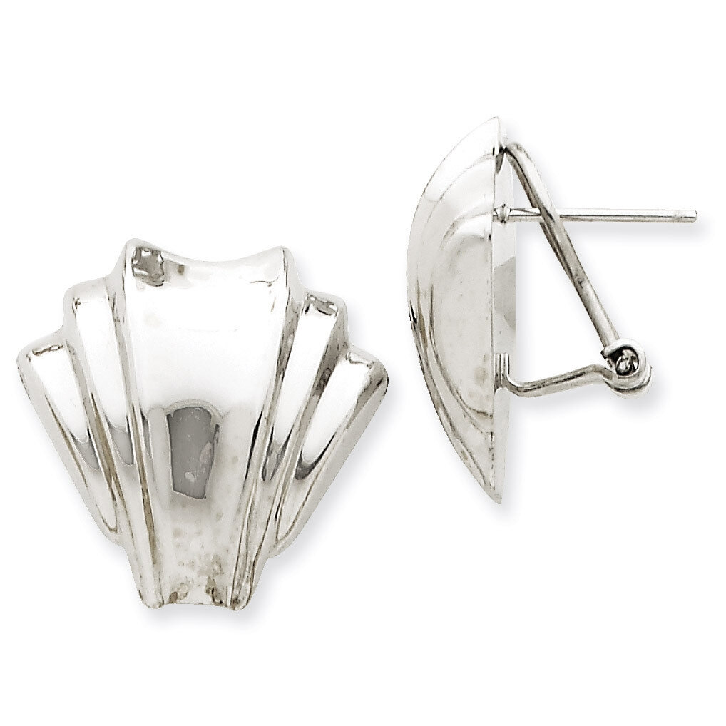 Polished Fancy Omega Back Post Earrings 14k White Gold TM352, MPN: TM352, 658226125672