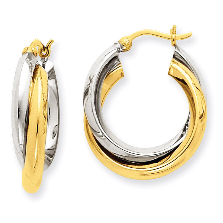 Polished Double Hoop Earrings 14k Two-Tone Gold TM395