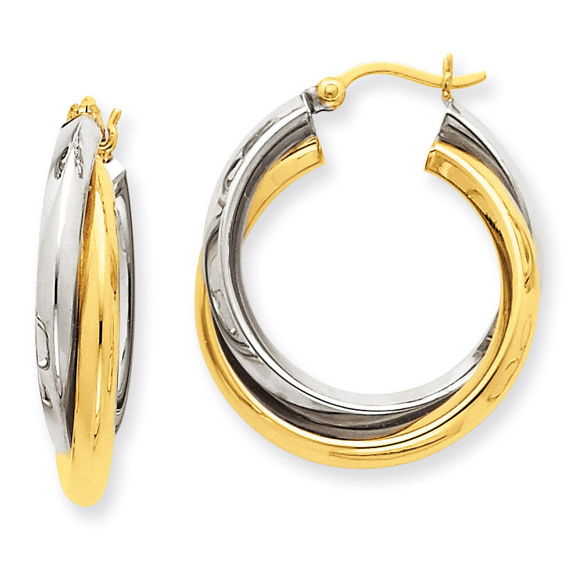 Polished Double Hoop Earrings 14k Two-Tone Gold TM396, MPN: TM396, 883957292113