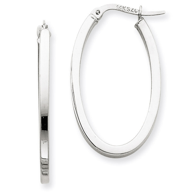 Oval Hoop Earrings 14k White Gold TM492