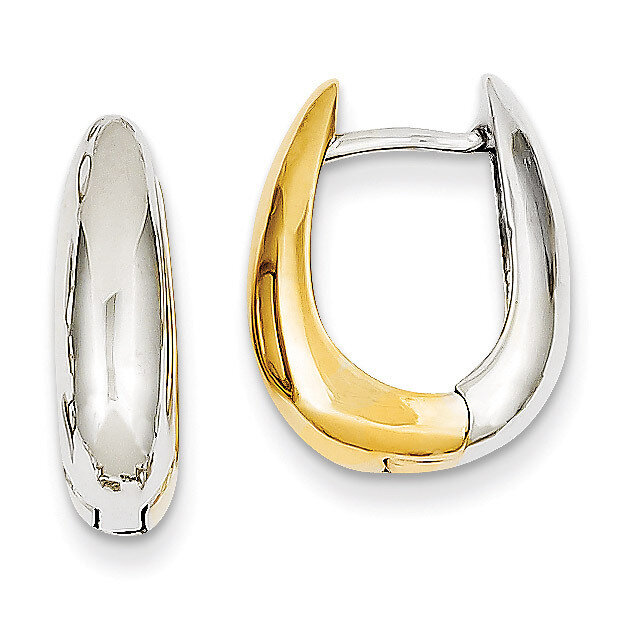 U Shaped Hinged Hoop Earrings 14k Two-Tone Gold TM586