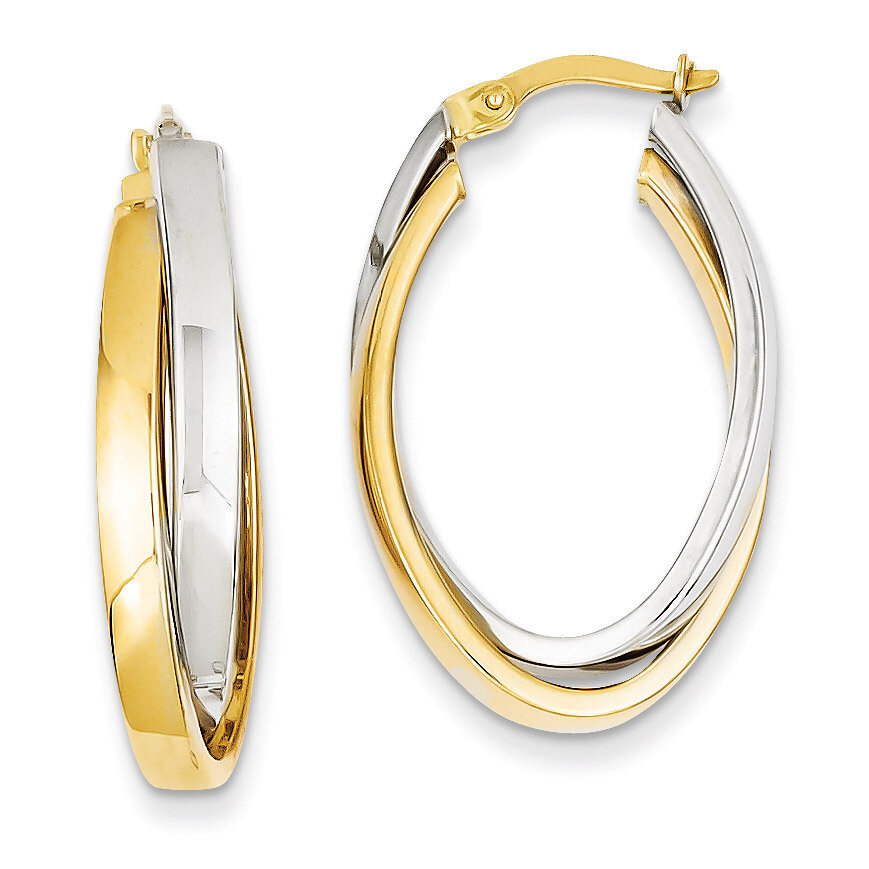 Oval Hoop Earrings 14k Two-Tone Gold TM658, MPN: TM658, 869786192145