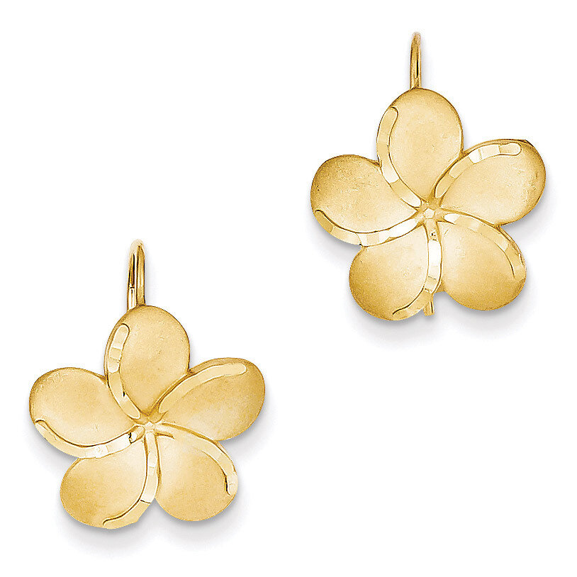 Plumeria French Wire Earrings 14k Gold TM761