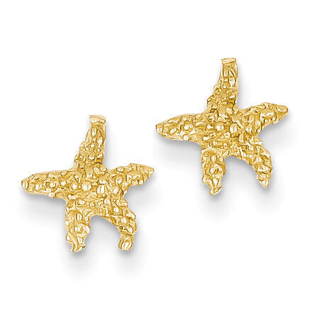 Starfish Post Earrings 14k Gold Polished & Textured TM765