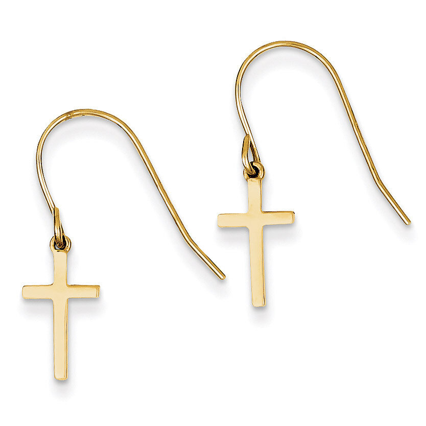 Dangle Cross Shepherd Hook Earrings 14k Gold TM788, MPN: TM788, 886774750538