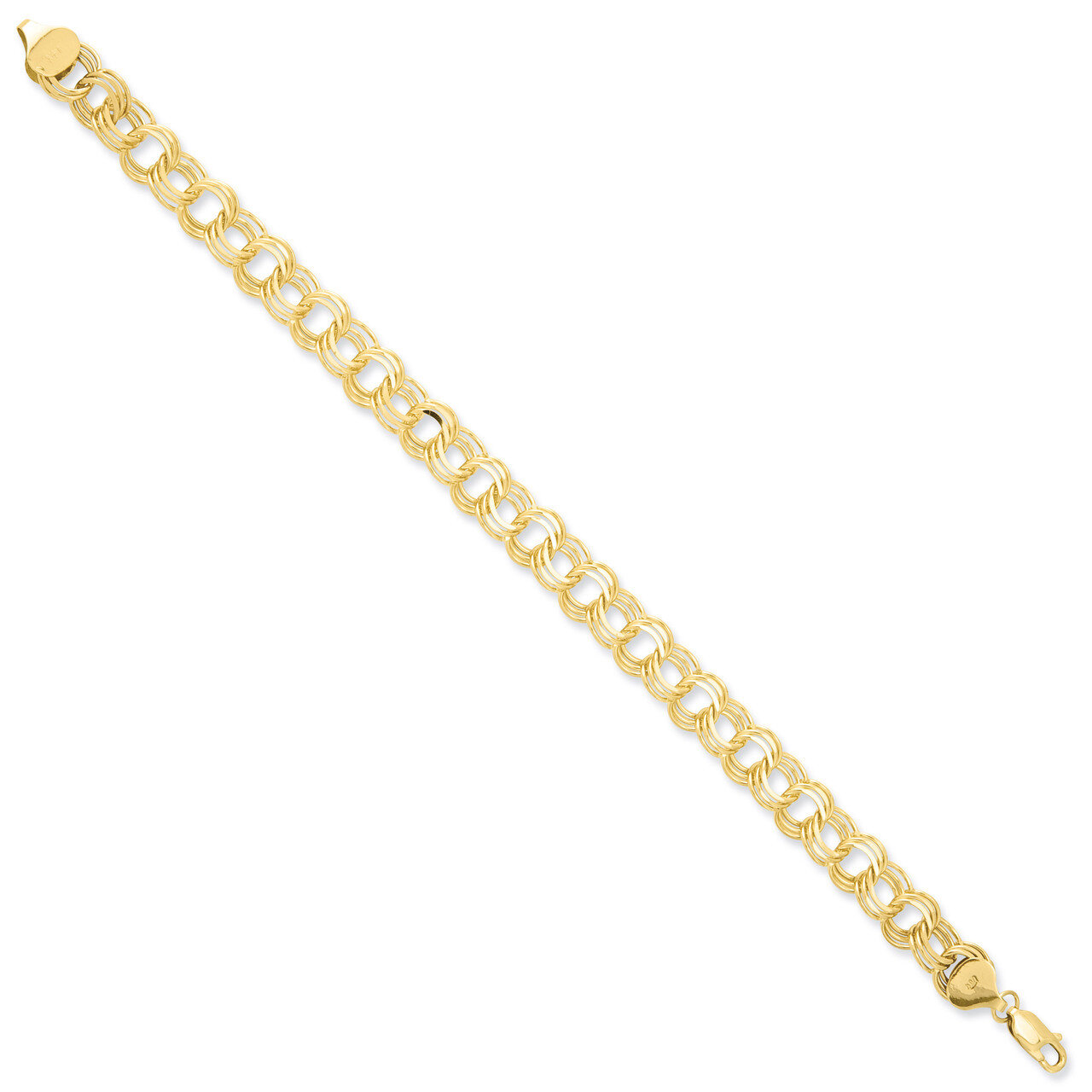 Triple Link Charm Bracelet 8 Inch 14k Gold TO666-8