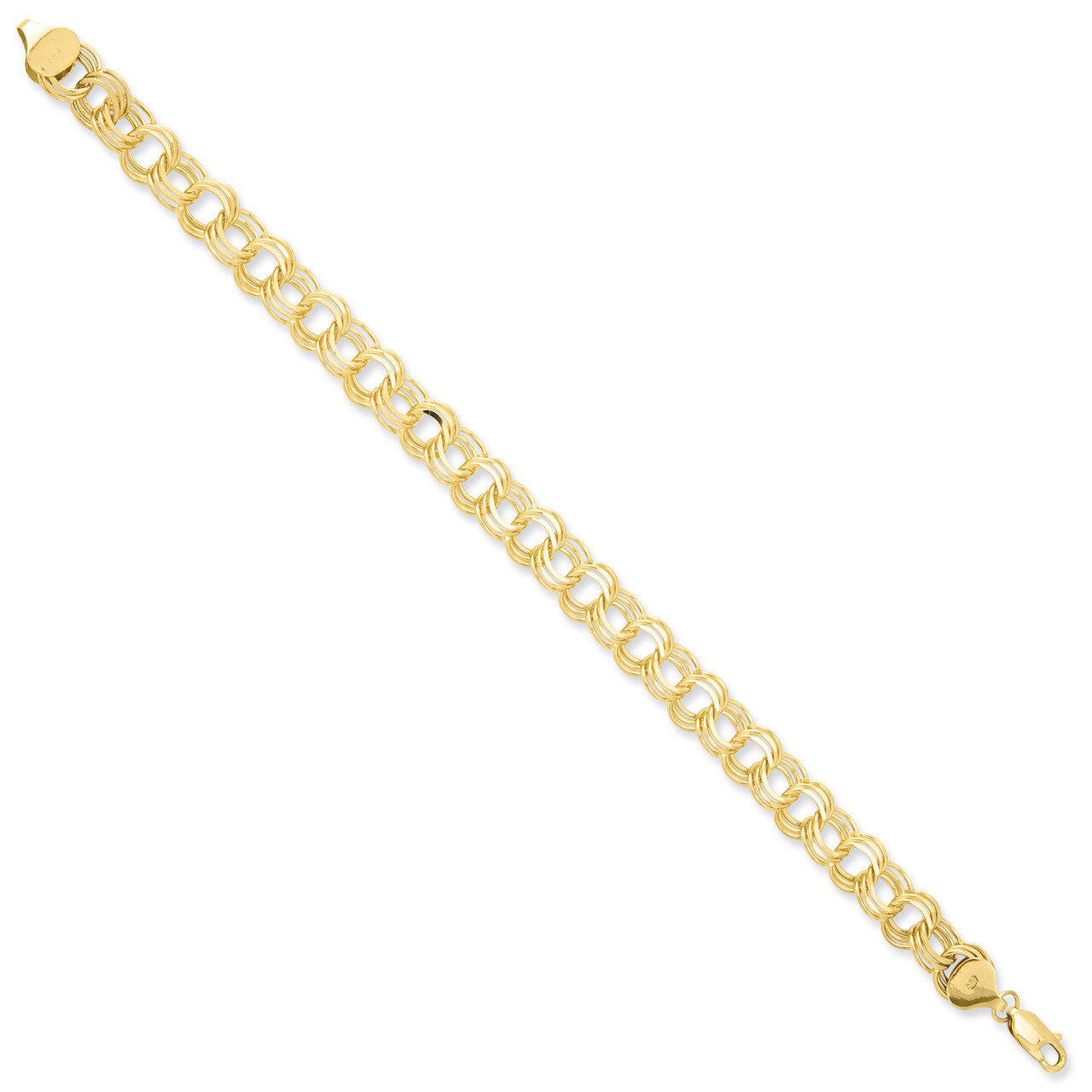 Triple Link Charm Bracelet 8 Inch 14k Gold TO666-8, MPN: TO666-8, 883957517407