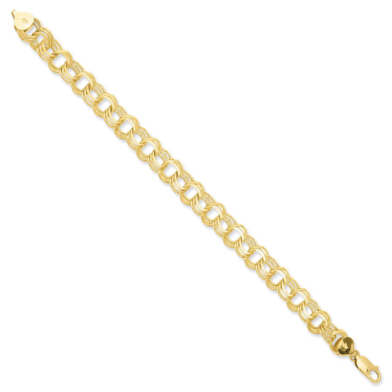 Triple Link Charm Bracelet 7 Inch 14k Gold TO667-7