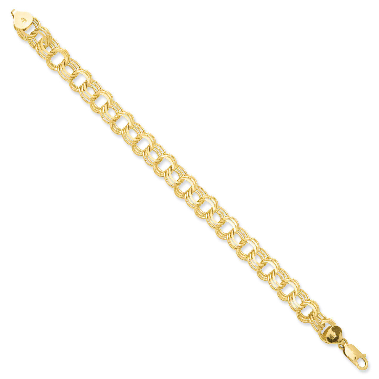 Triple Link Charm Bracelet 8 Inch 14k Gold TO667-8, MPN: TO667-8, 883957493008