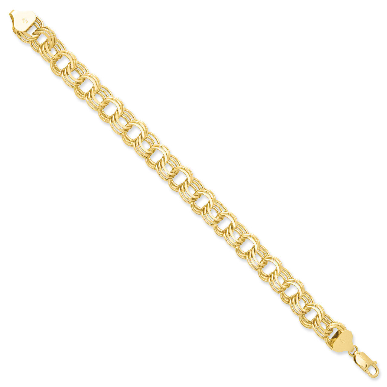 Triple Link Charm Bracelet 7 Inch 14k Gold TO668-7, MPN: TO668-7, 886774119076
