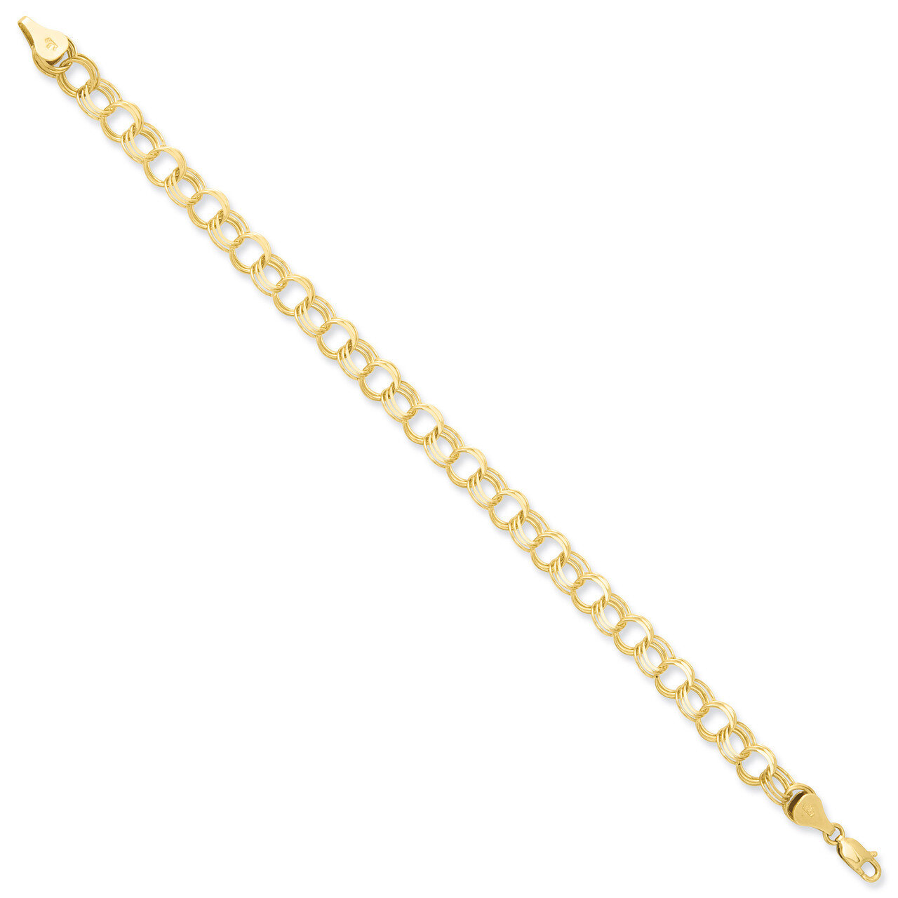 Triple Link Charm Bracelet 7 Inch 14k Gold TO748-7, MPN: TO748-7, 886774119106