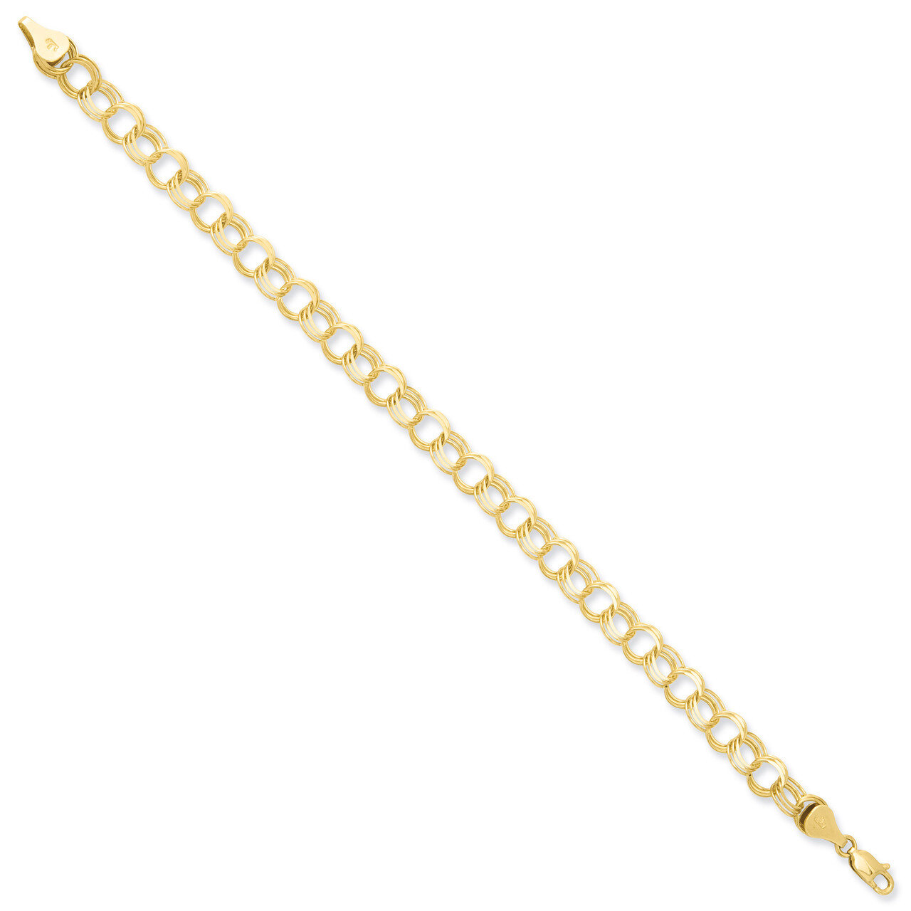Triple Link Charm Bracelet 8 Inch 14k Gold TO748-8