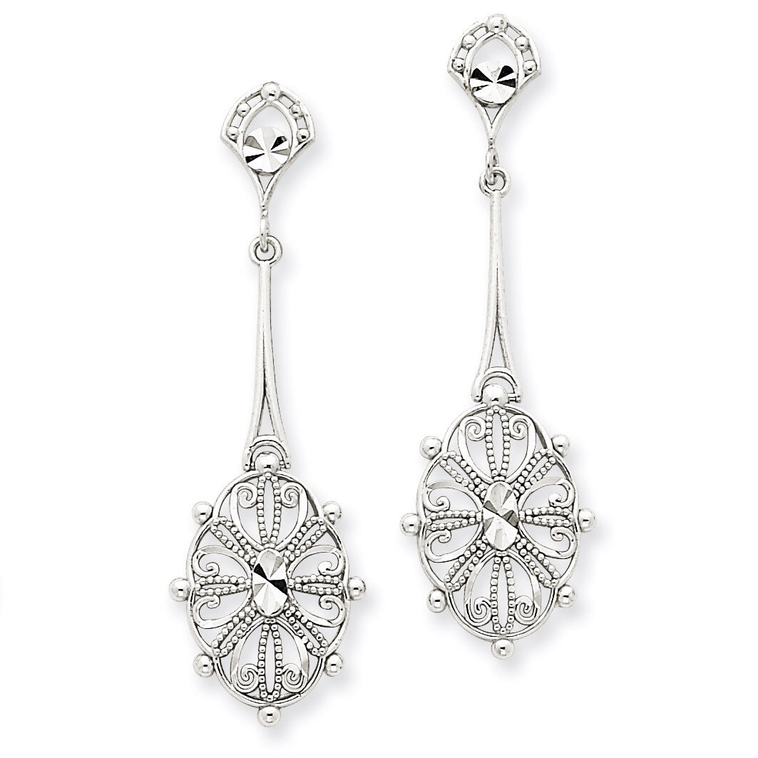 Diamond-cut Filigree Earrings 14k White Gold TP137, MPN: TP137, 886774119120