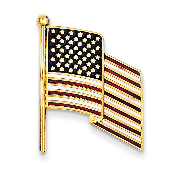 Enameled Flag Pin Charm 14k Gold TT39