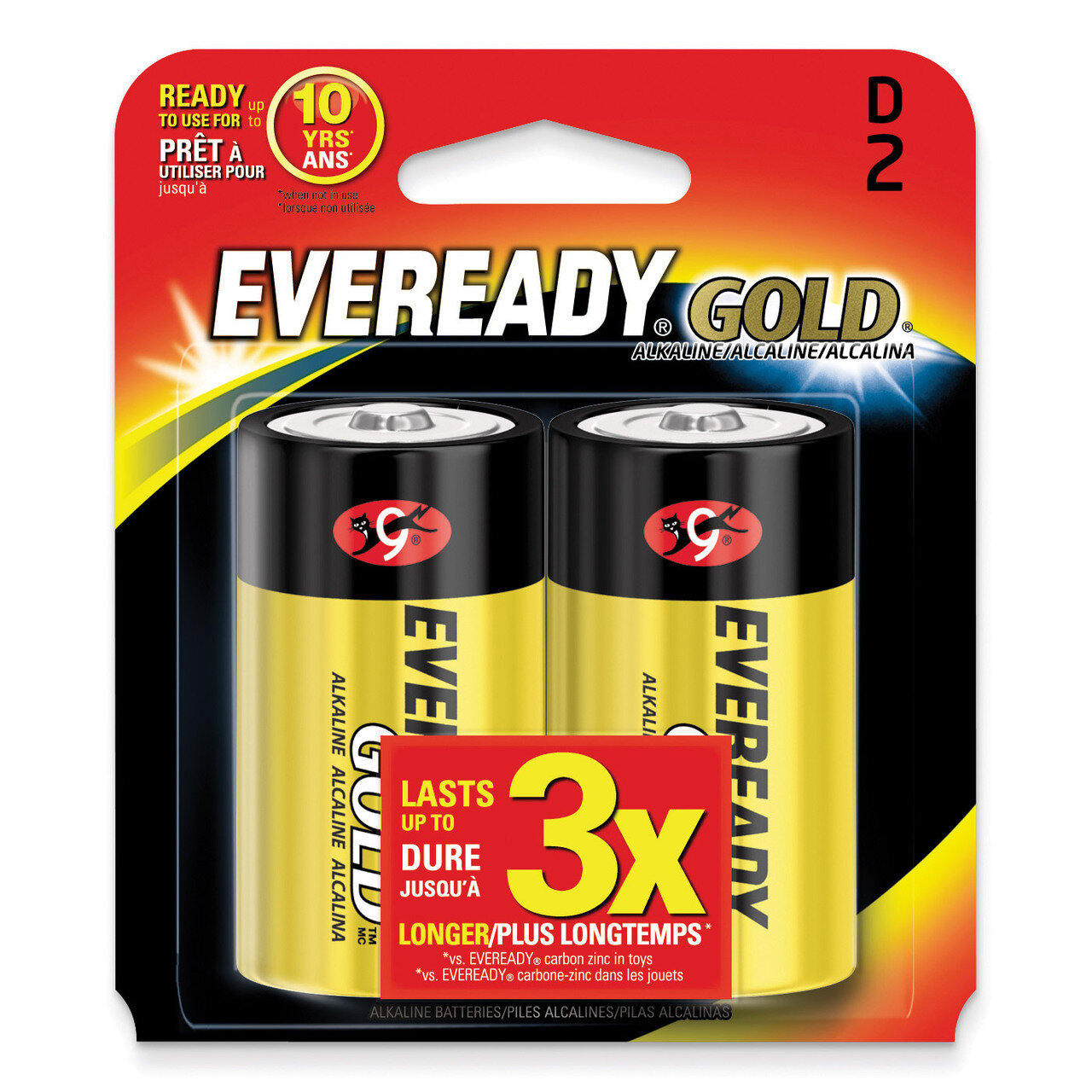 (2) Pack of Eveready Gold D Batteries WBD