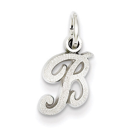 Casted Initial B Charm 14k White Gold WCH138-B