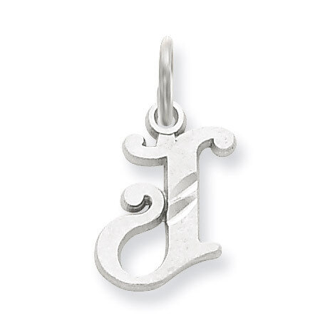 Diamond-cut Initial J Charm 14k White Gold WCH139-J