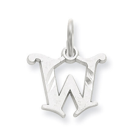 Diamond-cut Initial W Charm 14k White Gold WCH139-W