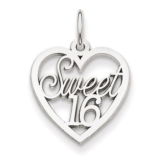 Sweet 16 Heart Charm 14k White Gold WCH26