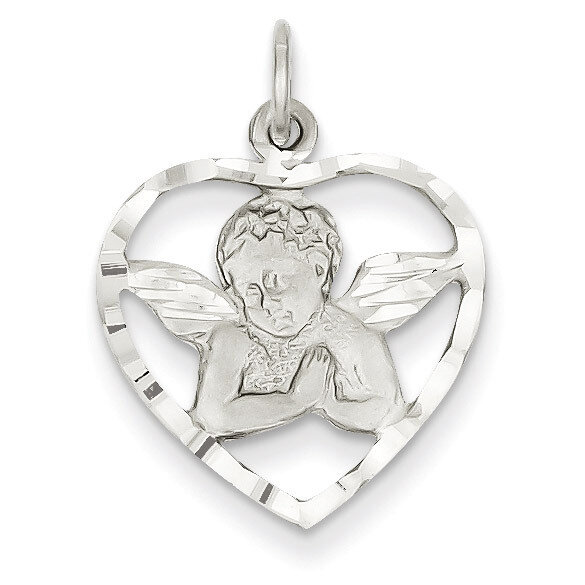 Angel in Heart Charm 14k White Gold WCH51