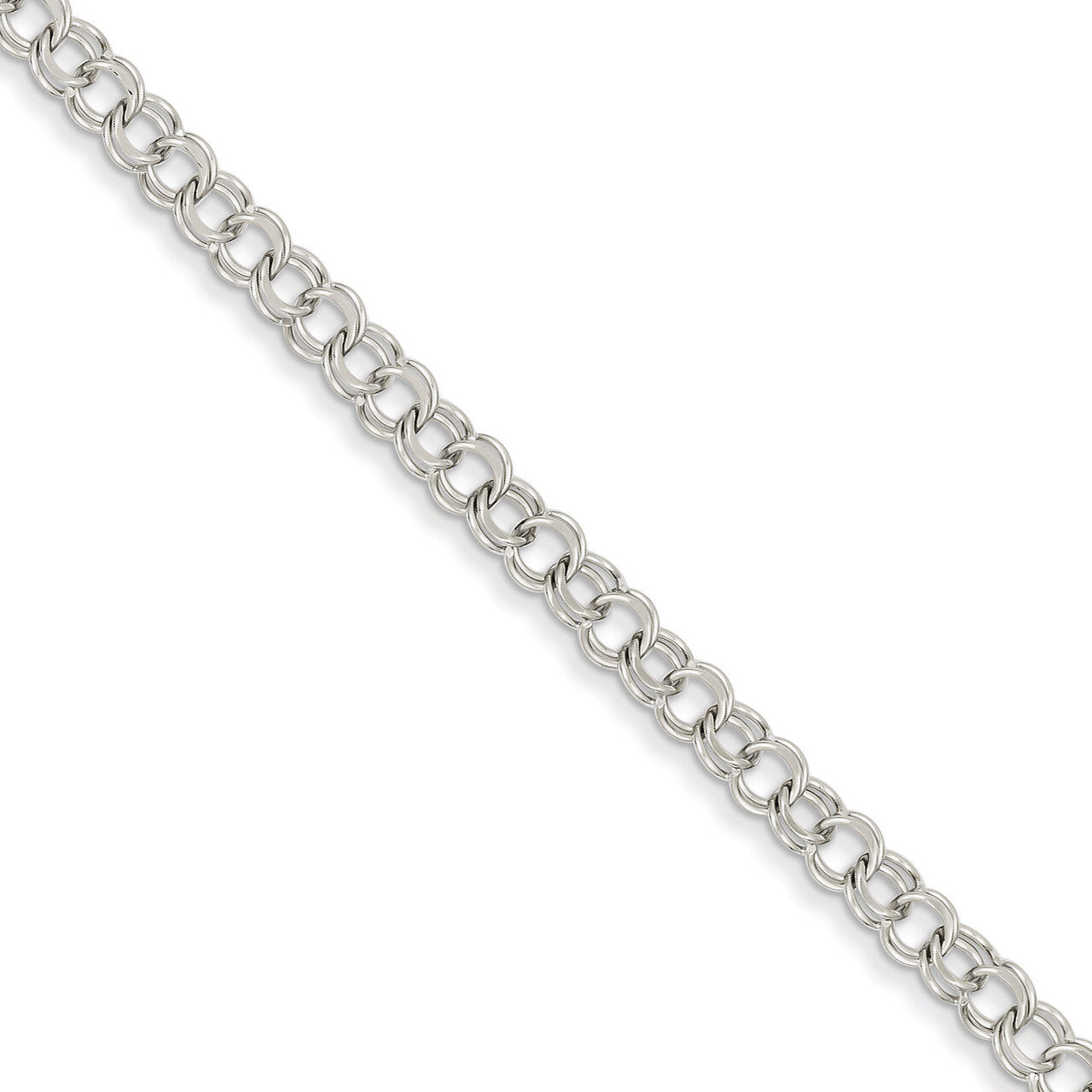 Double Link Charm Bracelet 7 Inch 14k White Gold WDO502-7
