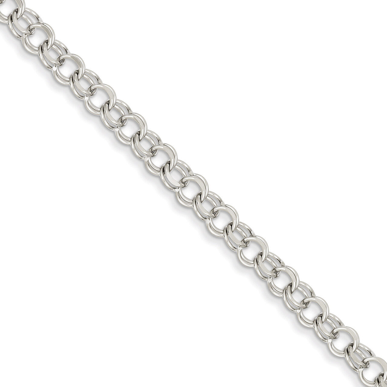 Double Link Charm Bracelet 8 Inch 14k White Gold WDO503-8