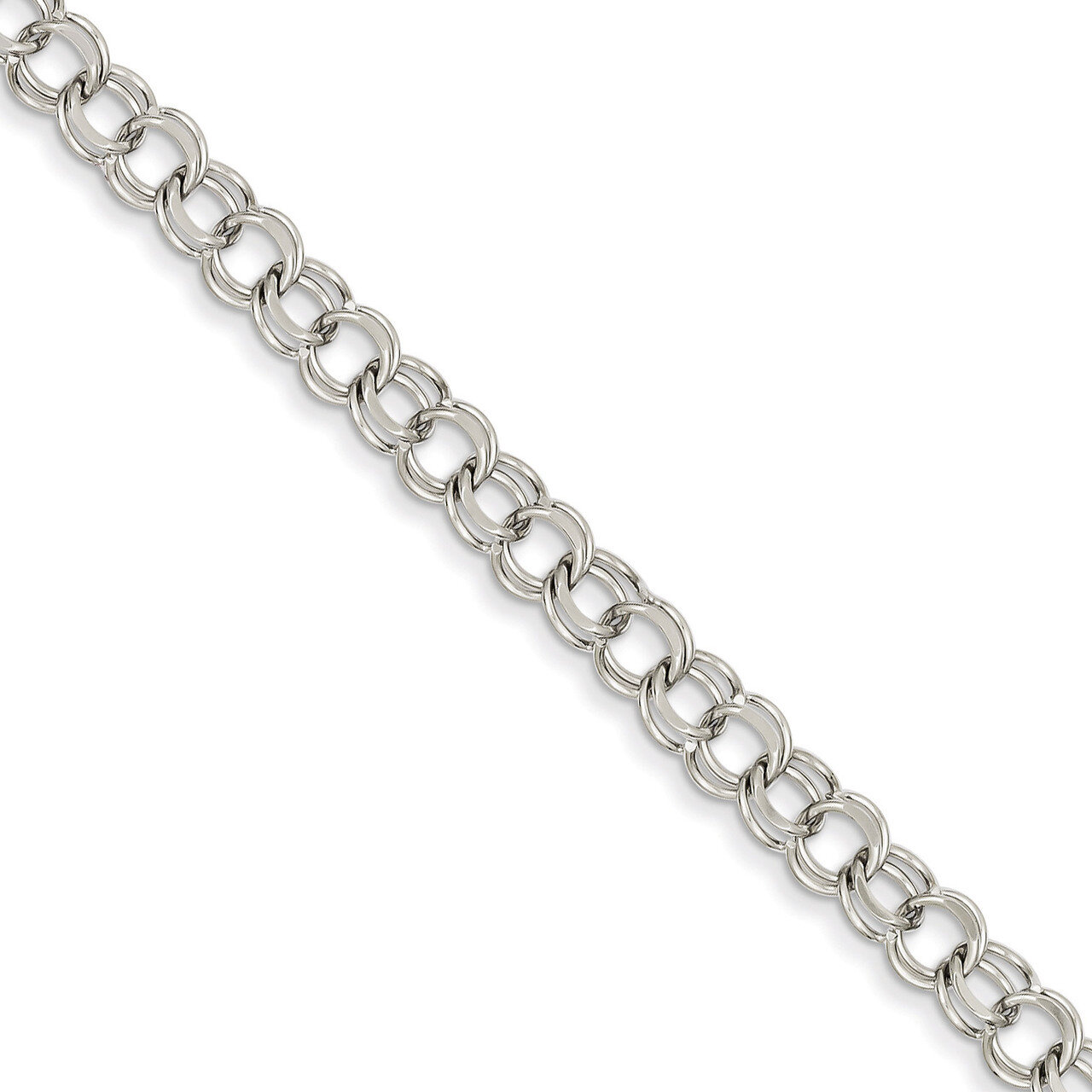 Double Link Charm Bracelet 7 Inch 14k White Gold WDO504-7