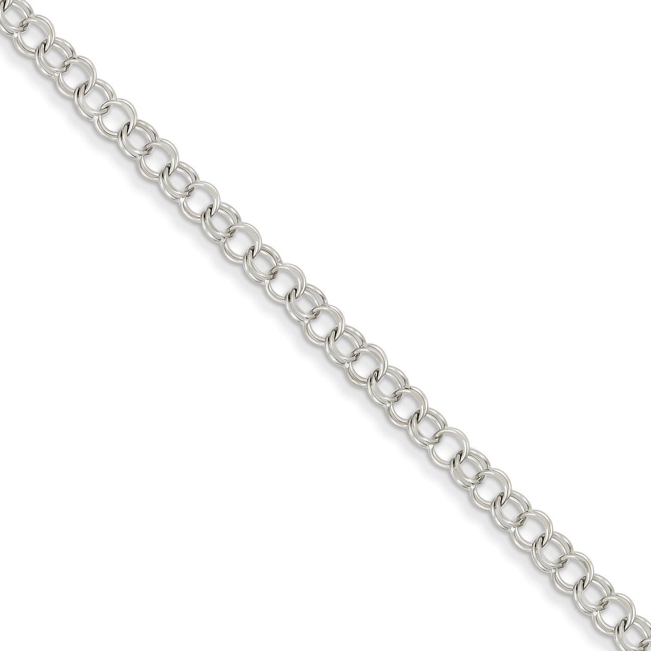 Double Link Charm Bracelet 7 Inch 14k White Gold WDO506-7