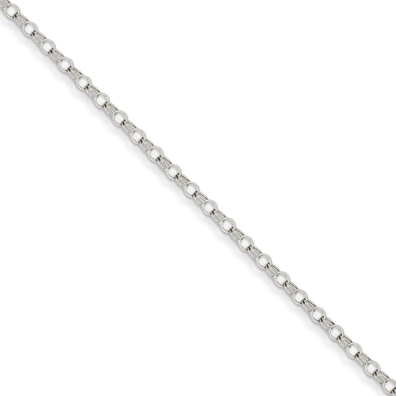 3mm Solid Double Link Charm 8 Inch 14k White Gold WDO511-8
