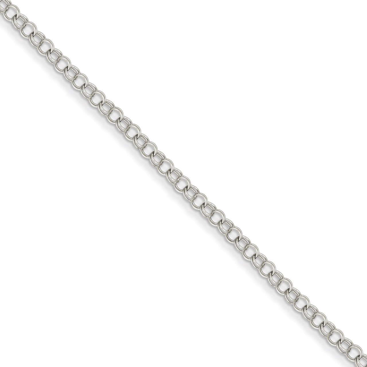 3.5mm Solid Double Link Charm Bracelet 7 Inch 14k White Gold WDO512-7