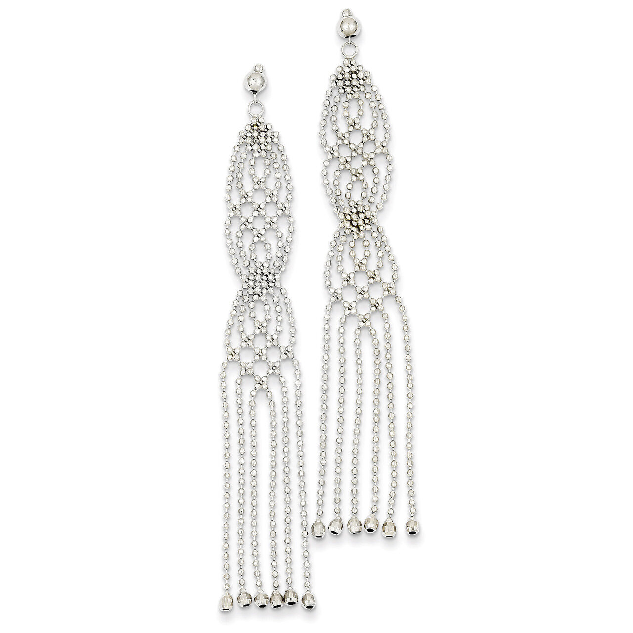 Bead Chain Earrings 14k White Gold WF113