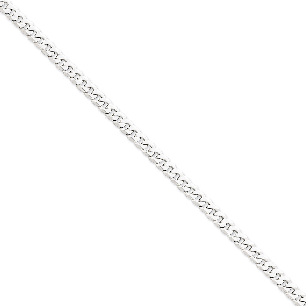 6.1mm Flat Curb Chain 18 Inch 14k White Gold WFBU160-18, MPN: WFBU160-18, 886774420219