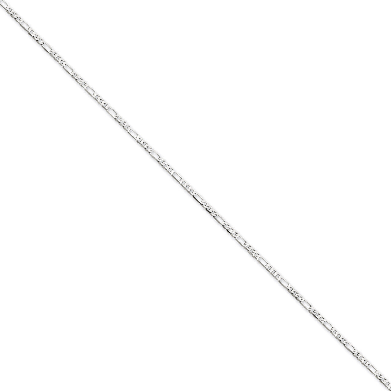 2.4mm Flat Figaro Chain Anklet 10 Inch 14k White Gold WFIG060-10