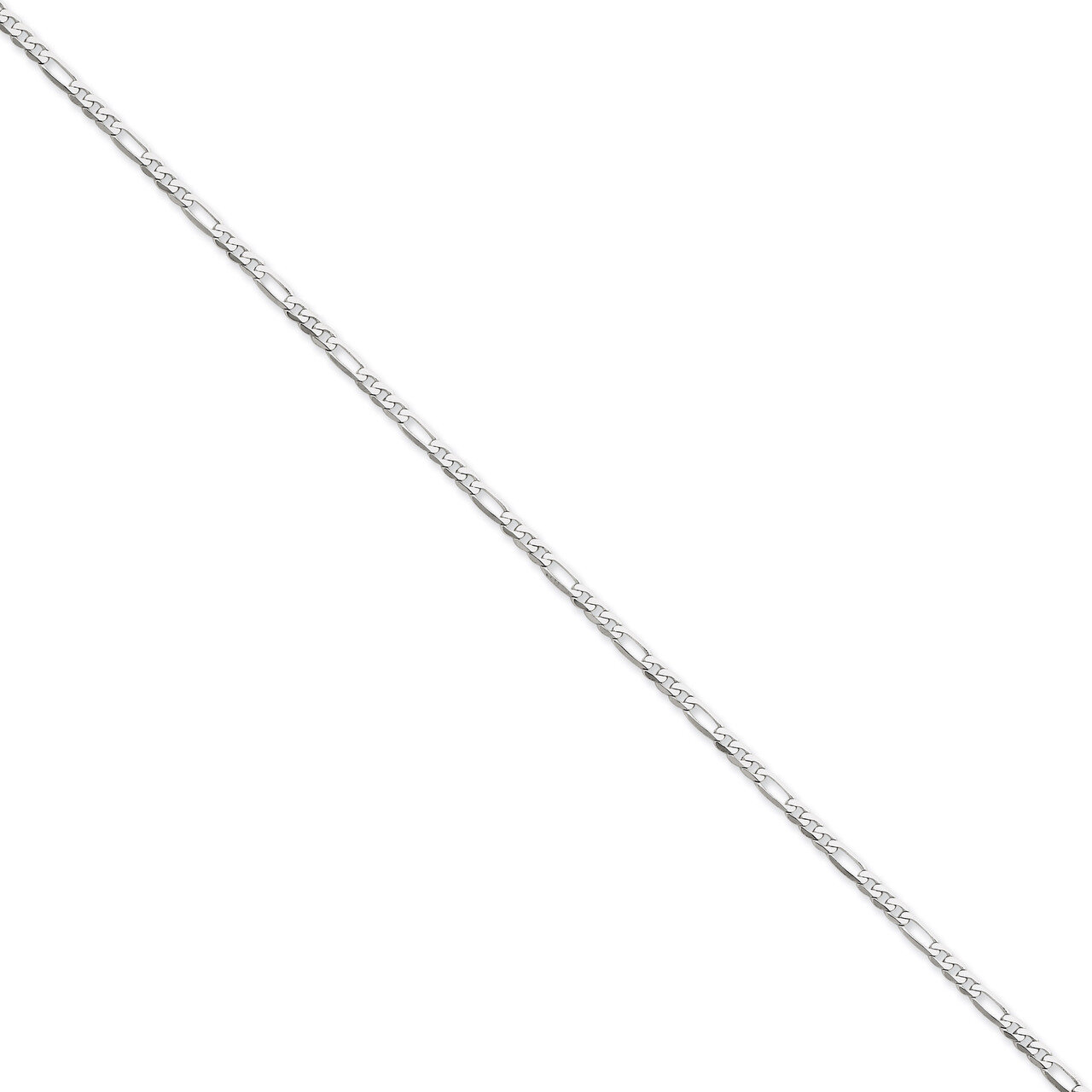 2.75mm Flat Figaro Chain Anklet 9 Inch 14k White Gold WFIG070-9