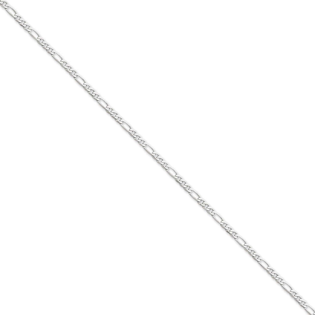 3.0mm Flat Figaro Chain Anklet 9 Inch 14k White Gold WFIG080-9
