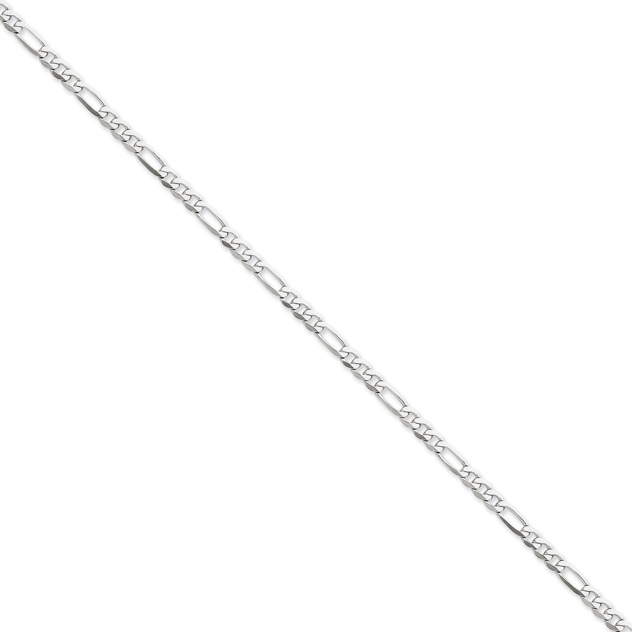 4.0mm Flat Figaro Chain 18 Inch 14k White Gold WFIG100-18, MPN: WFIG100-18, 886774419909