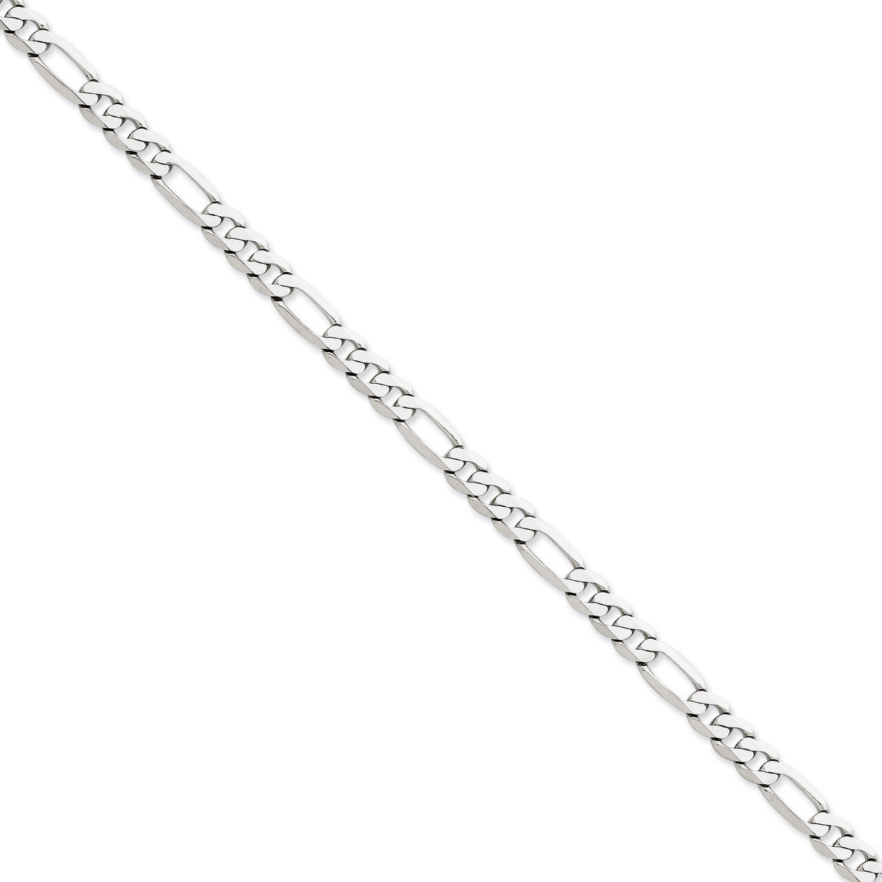 6.0mm Flat Figaro Chain 18 Inch 14k White Gold WFIG160-18, MPN: WFIG160-18, 886774419985