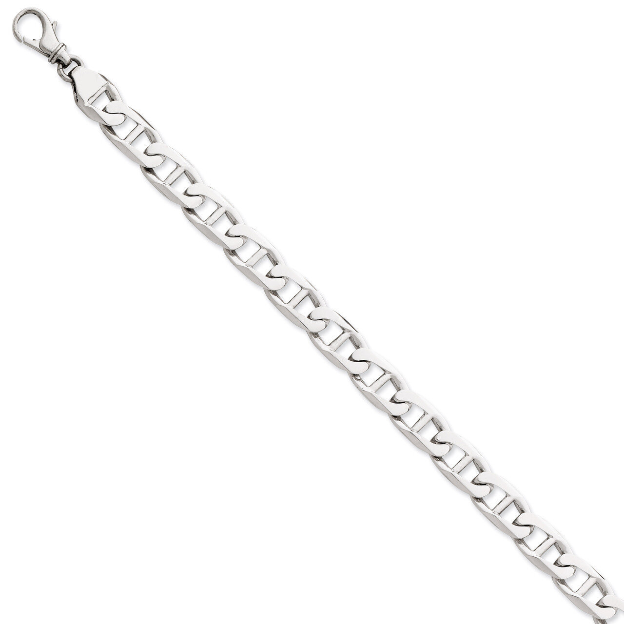 9mm Hand-polished Anchor Link Necklace 20 Inch 14k White Gold WLK101-20
