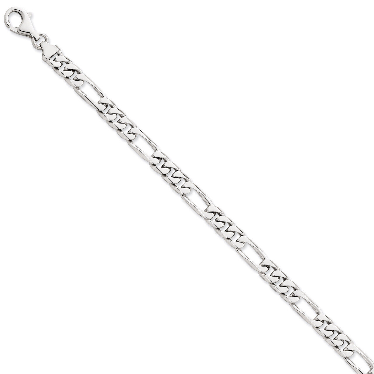 7mm Hand-Polished Figaro Link Chain 18 Inch 14k White Gold WLK107-18, MPN: WLK107-18, 191101654930