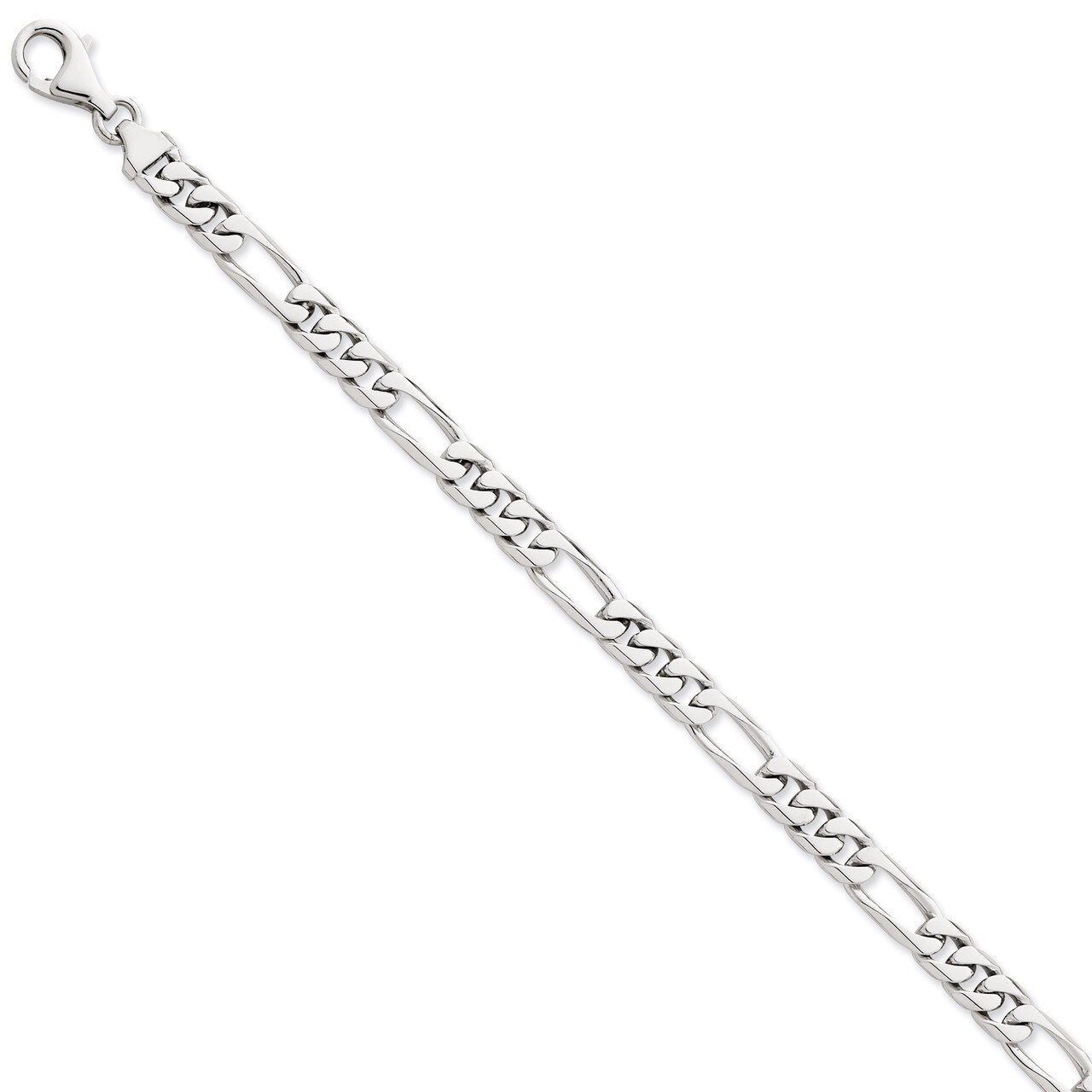 7mm Hand-Polished Figaro Link Chain 9 Inch 14k White Gold WLK107-9