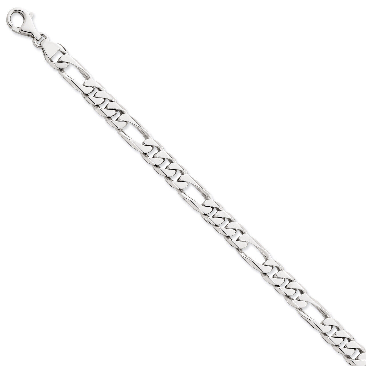 8mm Hand-Polished Figaro Link Chain 9 Inch 14k White Gold WLK108-9