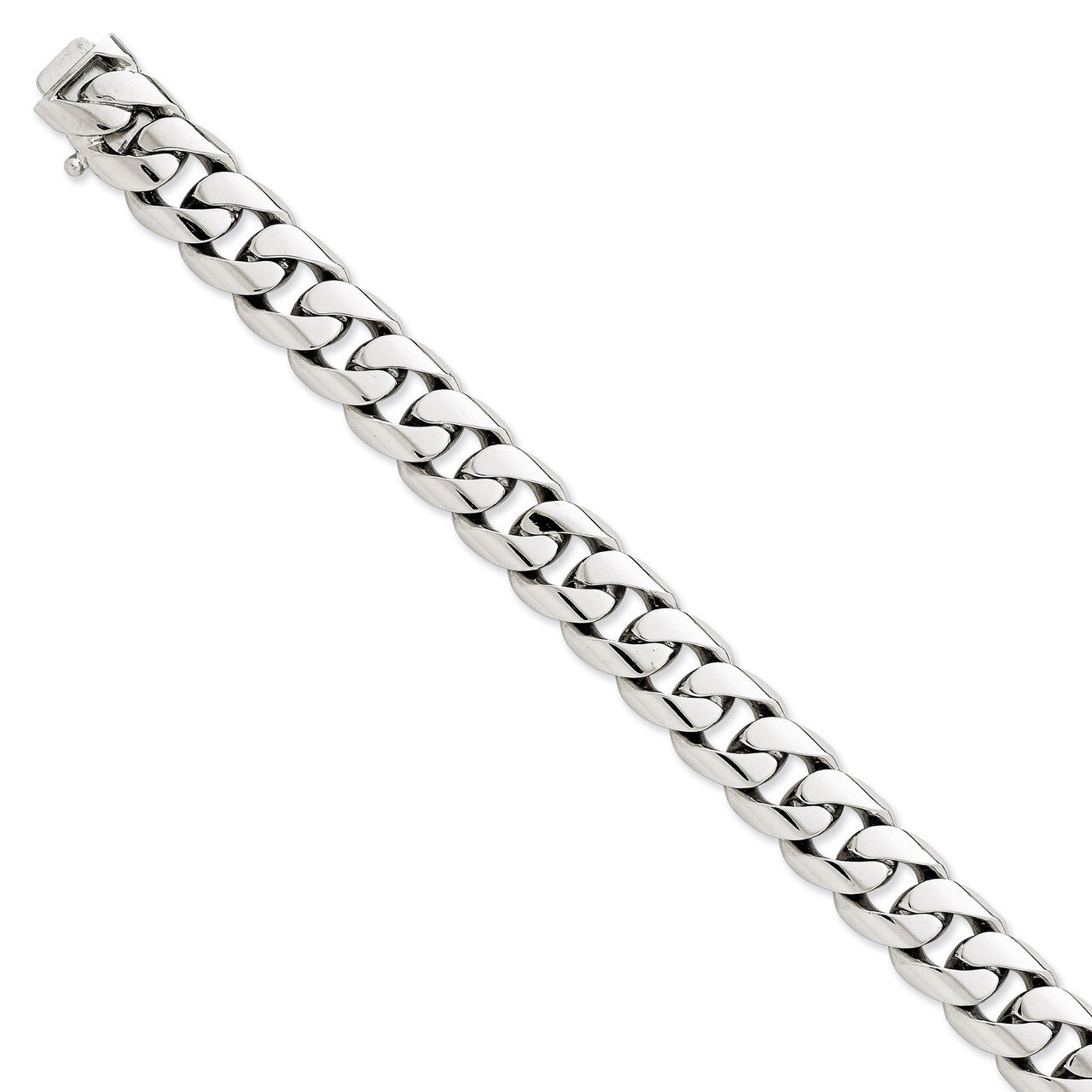 13.0mm Curb Link Chain 24 Inch 14k White Gold WLK128-24