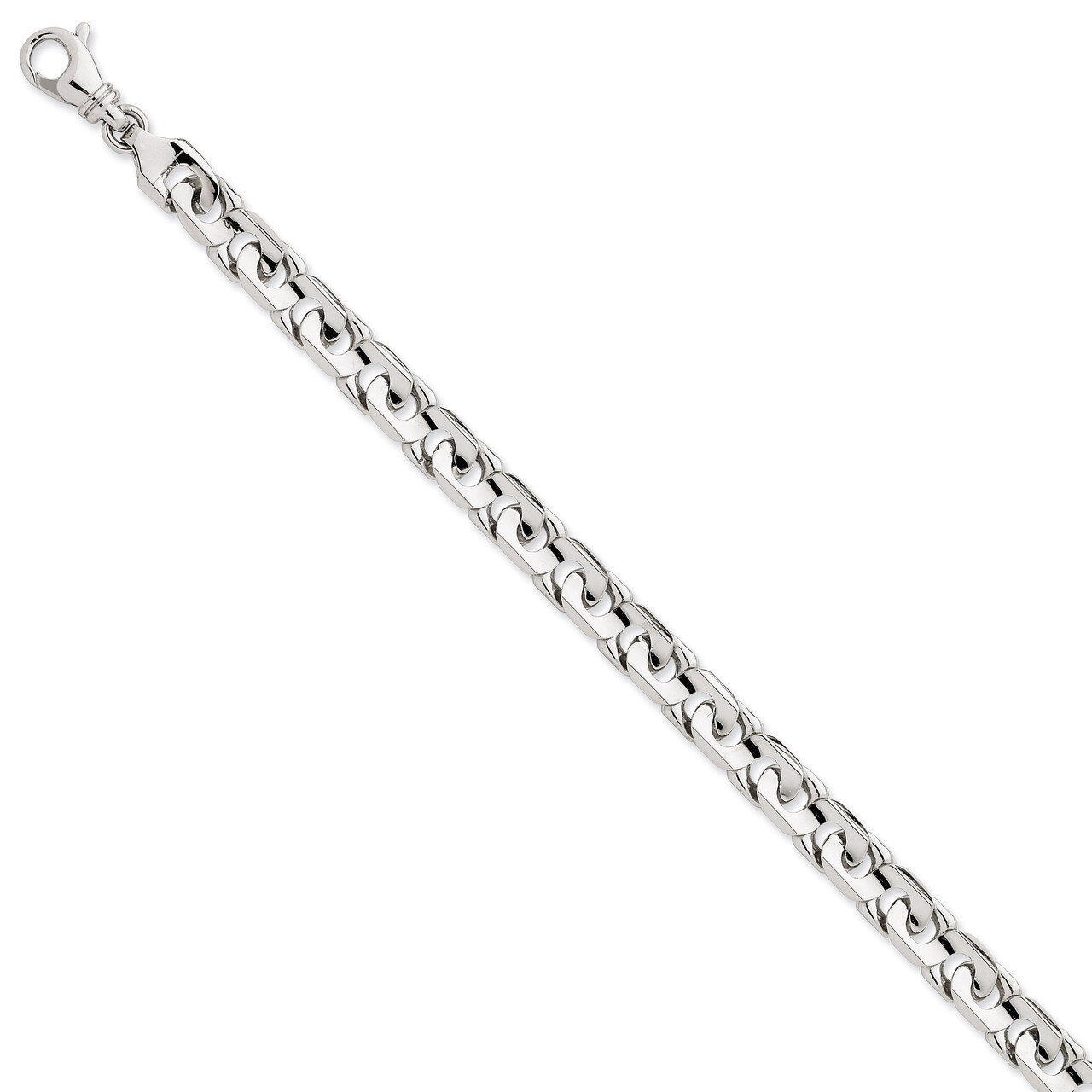 8mm Hand-Polished Fancy Link Chain 22 Inch 14k White Gold WLK178-22